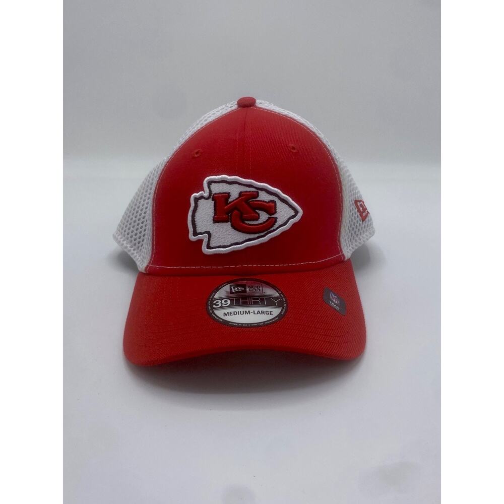 New Era 39THIRTY Kansas City Chiefs Hat Cap Stretch Fit Red White Size M/L